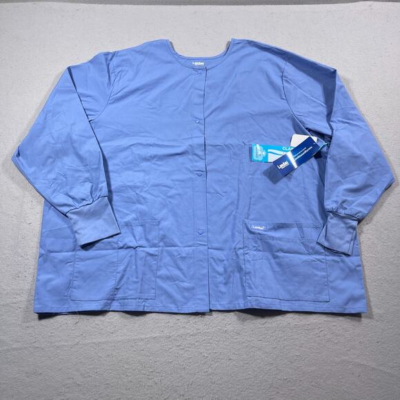 Landau‎ Scrubs Long Sleeve 4 Pocket Blue Button Up 5XL Medical Hospital NWT - Picture 1 of 7